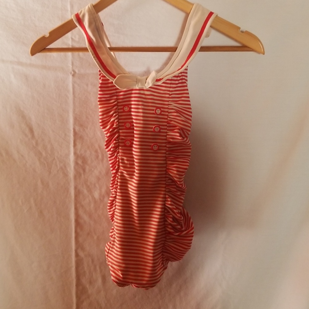 Red white Sz 5 swim suit